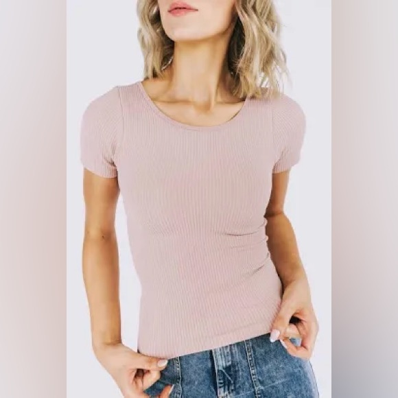 Free People Intimately XYZ Rib Baby Tee in the color Ballet. NWT size M… - Picture 2 of 6